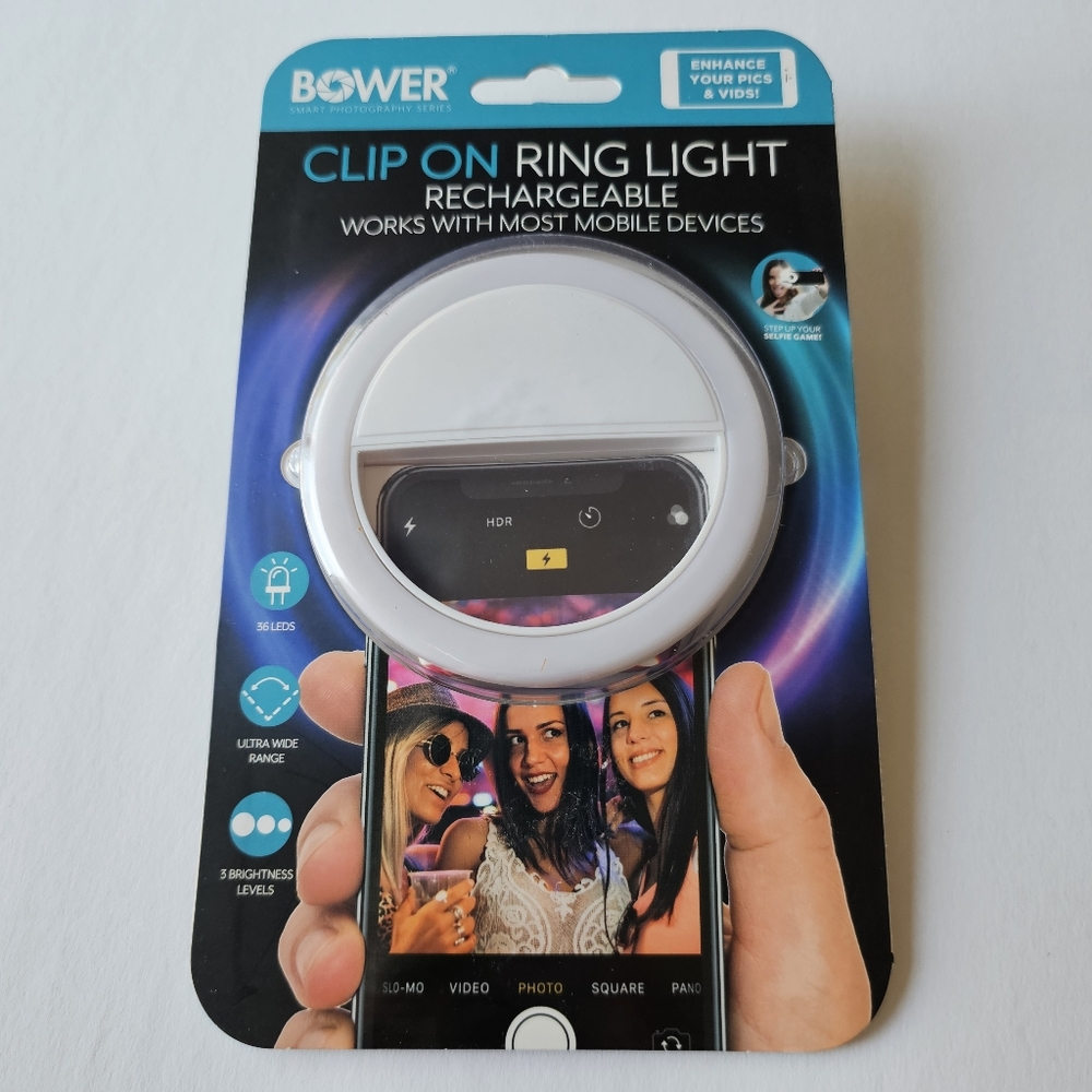 Bower Rechargeable Clip-On Ring Light (WHITE LIGHT)